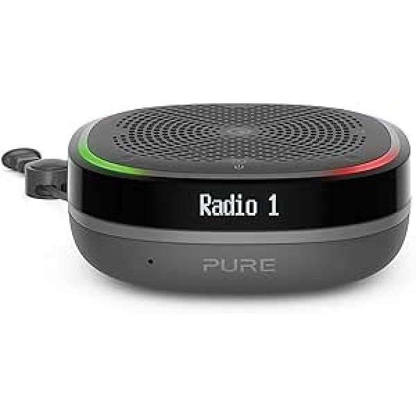 Pure StreamR Splash Outdoor DAB+/FM viedais radio ar Alexa balss vadību un Bluetooth (IP67 ūdensizturīgs, pārnēsājams, 15 stundu akumulators, ātrās taupīšanas pogas, AUX-in un LCD displejs), antracīts