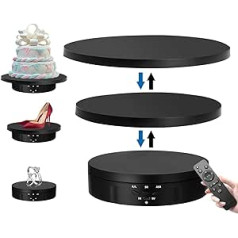 3-in-1 Electric Turntable, 360 Degree Rotating Display Stand, Motorised Turntable with Remote Control for Photography, Product Display, Jewellery, Watch, 3D Models, Collectibles (White 2 in 1)