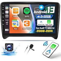 OiLiehu 2G+32G Wireless Carplay Android Car Android 13 Radio 2din priekš Audi TT MK2 8J 2008-2014 Auto radio ar ekrānu 9 collu atbalsta spoguļa saite/ekvalaizers/Bluetooth/FM RDS/WiFi/GPS