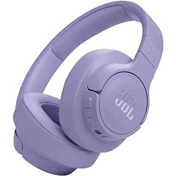 JBL Tune 770NC bezvadu austiņas uz ausīm ar adaptīvu trokšņu slāpēšanu un salokāmu dizainu — līdz 70 stundām akumulatora darbības laiks ar ātrās uzlādes funkciju — violets