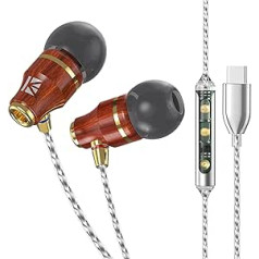 Yinyoo KBEAR KW1 Koka USB C austiņas Vadu tipa C austiņas HiFi In-Ear austiņas Samsung S23/S22/S21/S20; iPad Pro 2022/2021; Huawei P/Mate; Google Pixel (Auburn Type-C ar mikrofonu)