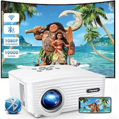 Mini Projector, 10000 Lumens, 5G WiFi Bluetooth Projector, Small, Home Cinema Projector, Full HD, 1080P Supported, Mobile Phone Projector, Mini, Compatible with Smartphone, HDMI, USB, Laptop, TV