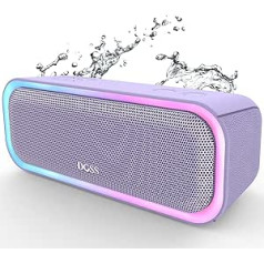 DOSS Bluetooth skaļrunis, SoundBox Pro mūzikas kaste, 20 W, daudzkrāsainas gaismas, IPX6 ūdensizturīgs, 20 H akumulators, bezvadu stereo savienošana pārī, mobilā tālruņa kaste