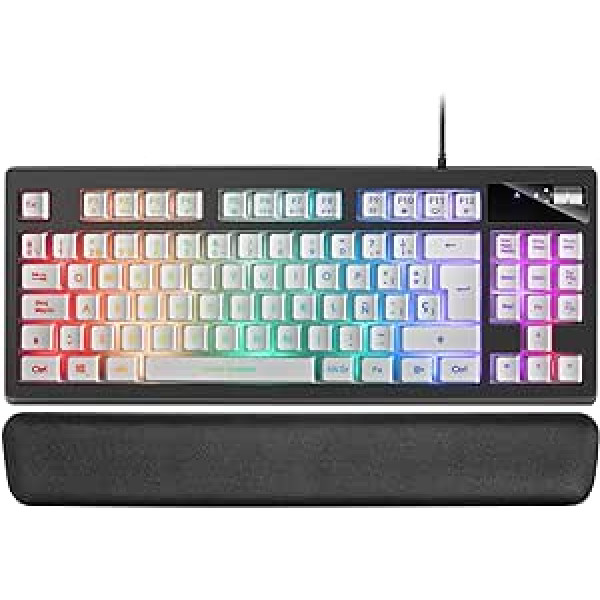 Mars Gaming MKAXWES Compact Keyboard TKL H-Mech RGB Lighting 9 Effects Gel Rokas balsts Balts Spāņu valoda