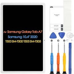 Skārienekrāna LCD displejs Samsung Galaxy Tab A7 T505 T500 10,4 collu 2020 skārienekrāns SM-T500 Digitazer stikla plāksnes komplektam ar remonta komplektu, balts