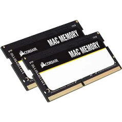 Corsair Mac atmiņa SODIMM 16GB (2x8GB) DDR4 2666MHz CL18 atmiņa Mac sistēmām, Apple kvalificēta — melna