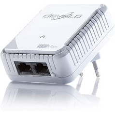 Devolo dLAN® 500 Duo Powerline Adapter (500 Mbps, 2 LAN Ports, Compact Housing) - White (EU Plug)