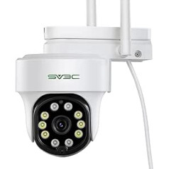 SV3C Onvif āra WiFi novērošanas kamera, 1080P PTZ grozāma āra kamera, WiFi IP kamera ārā ar prožektoru, automātiska izsekošana, pilnkrāsu nakts redzamība, kustības noteikšana, divvirzienu audio,