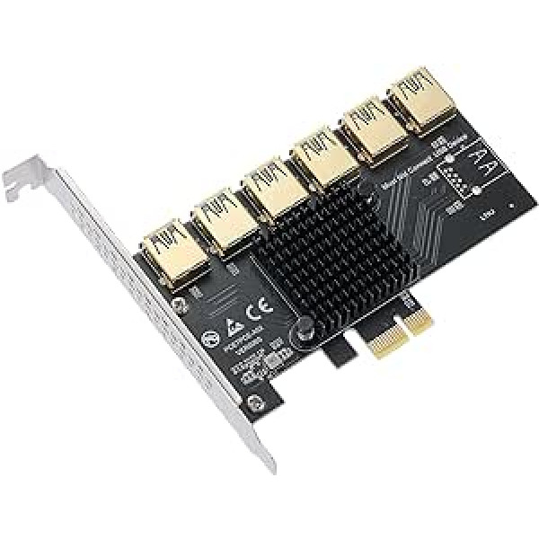 MZHOU PCI-E 1–6 USB lizdų stovo kortelė – didesnio stabilumo USB 3.0 adapterio daugiklio kortelė, skirta Bitcoin Mining, PCIE X1, X4, X8, X16 lizdų GPU stove