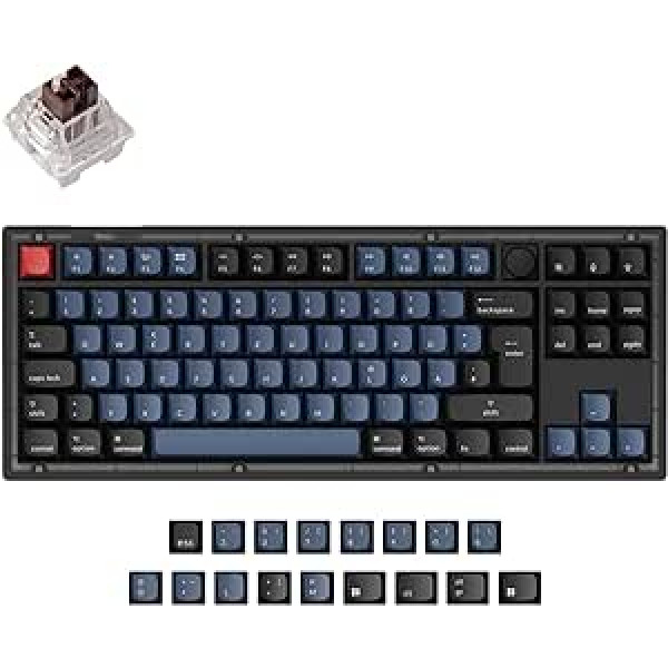 Keychron V3 Wired Custom Mechanical Keyboard Knob Version TKL German DE ISO Layout QMK/VIA Programmable with Hot-swappable Keychron K Pro Brown Switch