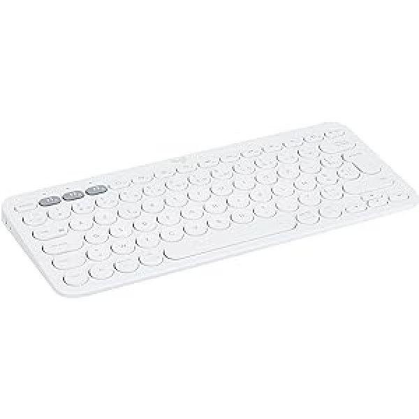 Logitech K380 bezvadu Bluetooth tastatūra, vairāku ierīču un Easy-Switch funkcija, Windows un Apple saīsnes, dators / Mac / planšetdators / mobilais tālrunis / Apple iOS + TV, franču AZERTY izkārtojums balts