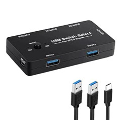 Hopbucan 2 datoru koplietošana, 4 USB ierīces, USB KVM slēdža selektors ar vienas pogas slēdzi, 4 portu USB 2.0 slēdzis