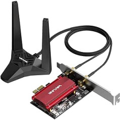 AX5400 WiFi 6E WLAN PCIe karte personālajam datoram ar Bluetooth 5.3, WAVLINK 5378 Mbps trīsjoslu WiFi 6E PCIe WLAN karte, Intel WiFi 6E mikroshēma, WPA3, magnētiskās bāzes antenas operētājsistēmai Windows 11/10 (64 bitu) galddatoram