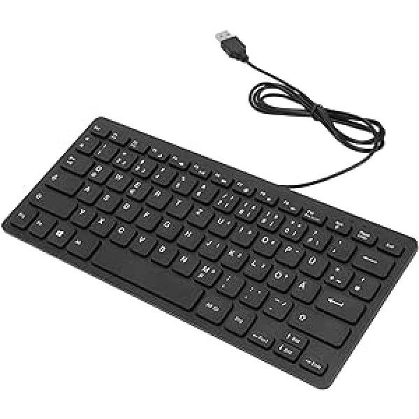 Wired Computer Keyboard, 78 Key Mute Ultra Thin USB Keyboard, Mini Keyboard Gaming Keyboard, Desktop Computer Keyboard with Small Language (German)