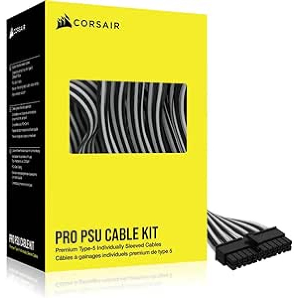 Corsair Premium Einzeln ummantelte Typ-5 PSU-Kabel - Pro Kit - Schwarz & Weiß