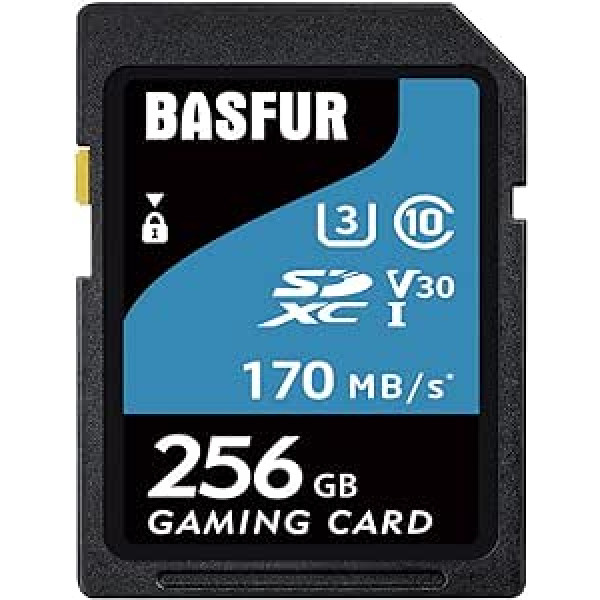 Basfur 256GB SD atmiņas karte piemērota mobilajiem tālruņiem, datoriem, droniem un citām Android ierīcēm, liela ātruma pārraide 170 MB/s, A2 U3 V30