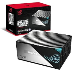 ASUS ROG Thor 1600W Titanium Power Supply (1600W, Aura Sync RGB Lighting, OLED Display, PCIe 5.0 Ready, Gallium Nitride Transistors, Digital Control and Low ESR Capacitors)