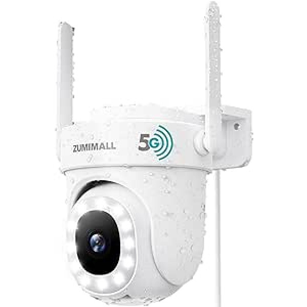 ZUMIMALL 4MP PTZ āra novērošanas kamera 2,4/5GHz WiFi kameras novērošana ārā, 24/7 ierakstīšana, Nakts redzamība krāsās, IP66, SD kartes/mākoņkrātuve, inteliģenta AI noteikšana, automātiska