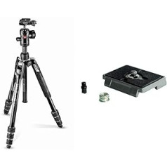 Manfrotto Befree Advances kameras statīva komplekts ar Twist Lock ceļojumu statīva komplektu ar lodveida galvu, kompakts un pārnēsājams un 200 PL, ātrās atbrīvošanas plāksne ar 1/4 collas skrūvi, savietojams ar DSLR