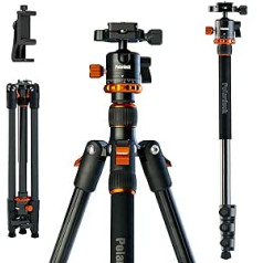 Polarduck kameras statīvs/mobilā tālruņa statīvs: alumīnija ceļojumu statīva monopods Canon Nikon Sony DSLR ar ātrās nolaišanas plāksni un pārnēsāšanas somu. Ietilpība: 10 kg (165 cm)