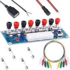 „Youmile ATX“ stalo maitinimo plokštė XH-M229 3,3 V 5 V 12 V išvesties gnybtas, tikslus 24 kontaktų su 20 A saugikliu, USB/DC lizdu, aligatoriaus spaustuko laidu