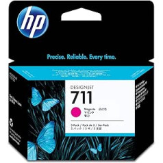 HP 711 3er-Pack Magenta 29 ml Original Druckerpatrone (CZ135A) ar oriģinālo HP Tinte, für DesignJet T120, T125, T130, T520, T525, T530 Großformatdrucker sowie den HP 711 DesignJet Druckkopf