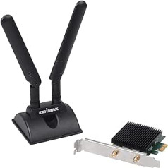 Edimax AX3000 Wi-Fi 6 802.11ax Dual Band + Bluetooth 5.0 PCI Express belaidis adapteris su išorine antena, iki 3000 Mbps, palaiko Windows ir Linux, EW-783 3AXP