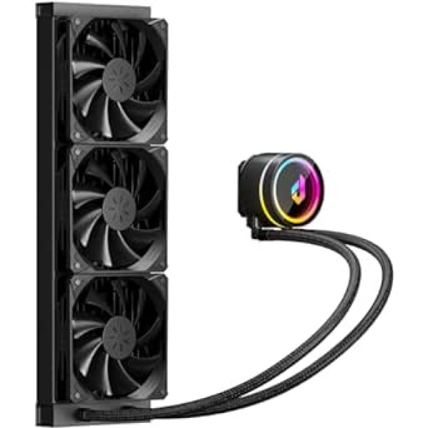 upHere Aio ūdens dzesēšana 360 mm, viss vienā ūdens dzesēšanas dators ar ūdens bloka ARGB grozāmo galvu un trīs 120 mm PWM ventilatoriem, Intel LGA 2011/2066 (X79/X99 mātesplates) un AMD AM5/AM4 saderīgs, melns,