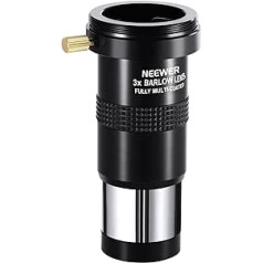 NEEWER 3 x Barlow Lens for 1.25 Inch Telescope Eyepiece, Multi-Coated Telescopic Lens Accessory with 3x Magnification, Metal Design with M42 Thread for Connecting to DSLR or SLR Camera, LS-T11