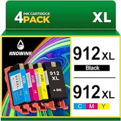 KNOWINK 912 XL 912XL kasetnes, kas saderīgas ar HP 912 printeru kasetnēm Multipack for Officejet Pro 8022e 8020 8024 8025e Officejet 8010 8012 8014 kasetnes, melna fuksīna, ciāna dzeltena