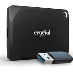 Crucial X10 Pro 4TB ārējais SSD cietais disks ar USB-A adapteri, līdz 2100 MB/s lasīšanas un 2000 MB/s rakstīšanas, personālajam un Mac datoram, iekļauts Mylio Photos+, USB-C 3.2 portatīvais cietvielu disks — CT4000X10PROSSD902