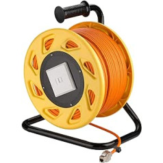 Goobay 58938 Netzwerk Kabeltrommel 90m Outdoor Cat 7A Kabel RJ45 Keystone Buchse Netzwerkkabeltrommel Netzwerkkabel Verlängerungskabel 90m Orange