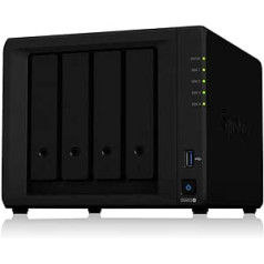 Synology DS923+ 4-bayu diskstacijas NAS (AMD Ryzen™ 4 Threads R1600 Dual-Core 4GB RAM 2xRJ-45 1GbE LAN ports), komplekts ar 4 x 4TB Seagate IronWolf NAS HDD