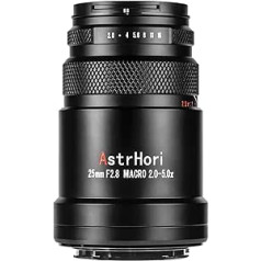 AstrHori 25mm F2.8 2X-5X Ultra Macro objektīvs pilna kadra manuālais fokuss ir savietojams ar Sony E-mount spoguļkamerām A7, A9, NEX-3, NEX-5, NEX-7 utt.