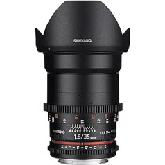 SAMYANG 7809 35/1,5 Objektīvs Video DSLR II Nikon F manueller Fokus Videoobjektiv 0,8 Zahnkranz Gear, Weitwinkelobjektiv schwarz