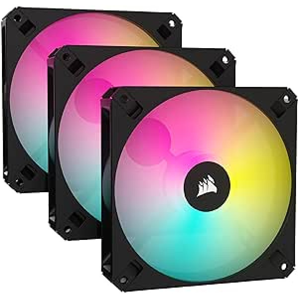 Corsair iCUE AR120 RGB Digital 120 mm ar ARGB saderīgs ventilators, trīskāršs komplekts, melns