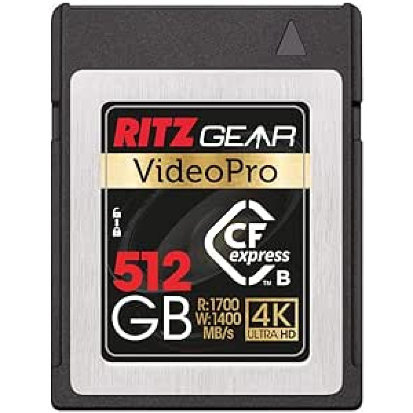 Ritz Gear Video Pro CFExpress Type B Card 512GB (1700/1100R/W) Works with Compatible Nikon, Panasonic and Canon DSLR Cameras