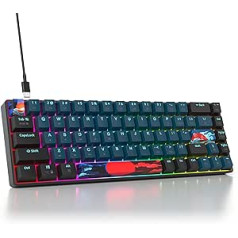 SOLIDEE pārnēsājama 65% mehāniskā spēļu tastatūra, 68 taustiņu kompaktais RGB LED fona apgaismojums, vadu tastatūra ar USB tipa C kabeli, lineārs sarkans slēdzis operētājsistēmai Windows PC Mac (68 Monstor)