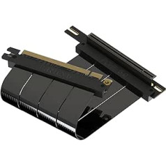 LINKUP — AVA5 PCIE 5.0 stāvvada kabelis — nākotnes drošs Gen 5 GPU vertikālajai montāžai — x16 128 GB/s, ātrums ar saites atkārtotu laiku un strāvas kļūdu labošanu — saderīgs ar PCIe 4.0 — taisns leņķis, melns 15 cm