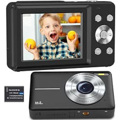 Digitālā kamera FHD 1080P 44MP kamera Digitālā kamera ar 2,4 collu LCD uzlādējamu 16x digitālo tālummaiņu, pārnēsājama digitālā kamera pusaudžiem, bērniem, iesācējiem (1 x akumulators)