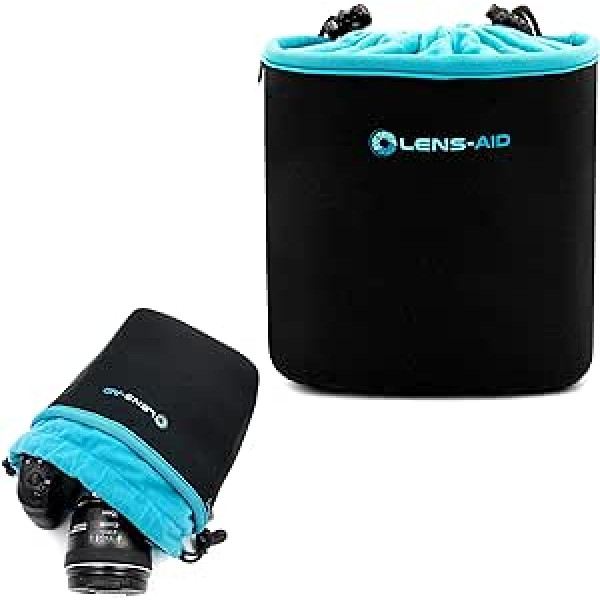 Lens-Aid Neoprene Camera Bag with Lining to Protect Camera Equipment, Camera Bag for Backpack and Handbag for Swaddling Cloth Replacement, black/blue