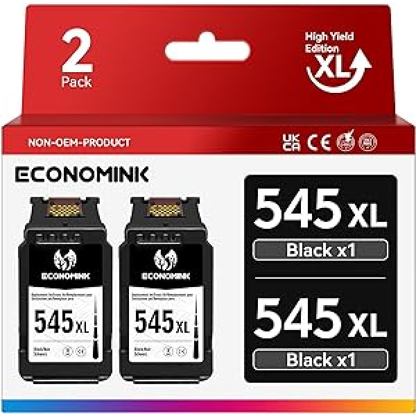 Economink 545 XL Schwarz saderīgs ar Canon Druckerpatronen 545, PG 545 saderīgs ar Canon TS3150 TS3350 TS3450 TR4451 TR4550 TR4500 TR4551 MX495 Drucker05 MG (Schz2555 MG2500)