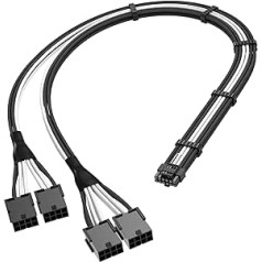 EZDIY-FAB GPU Power Sleeved Cable Extension, 16-Pin (12+4) 12VHPWR PCIe 5.0 Connector Plug to 4X PCIE 8 PIN for RTX 3090Ti/RTX4090/RTX4080, with Pre-Installed Cable Combs 16AWG/Black White