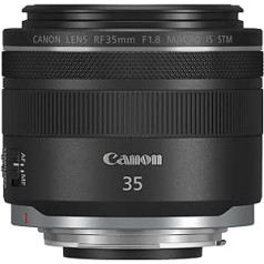 Canon Lens RF 35 mm F1.8 Macro IS STM priekš EOS R (fiksēts fokusa attālums, 52 mm filtra vītne, attēla stabilizators), melns