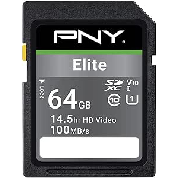 PNY Elite SDXC Card 64GB Class 10 UHS-I U1 100MB/s