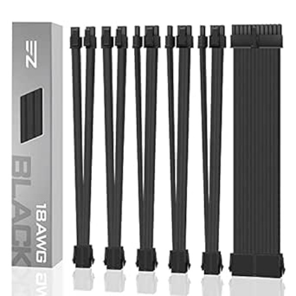 EZDIY-FAB PSU Adapted Mod GPU PC Soft Nylon Braided Extension Cable with Comb Set 24PIN/3X8 Pin to 6+2Pin/2x8 Pin to 4+4 Pin 300mm/11.8