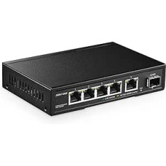 YuLinca 5 Port 2.5G Network Switch with 10G SFP, 5 x 2.5GBASE-T Ports, Compatible with 10/100/1000Mbps Devices, Fanless Unmanaged Plug & Play Ethernet Switch