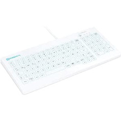 PUREKEYS kompaktā versija — dizains 2020 — medicīniskā tastatūra | USB kabelis | Higiēnas tastatūra jutīgām un medicīnas zonām | Noslaukāms, dezinficējams, mazgājams