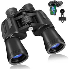 Binoculars 20 x 50, HD Binoculars Adult with Night Vision in Low Light, BAK4 Prism FMC Lens with Smartphone Adapter, Waterproof Binoculars for Bird Watching, Hiking, Hunting Outdoors