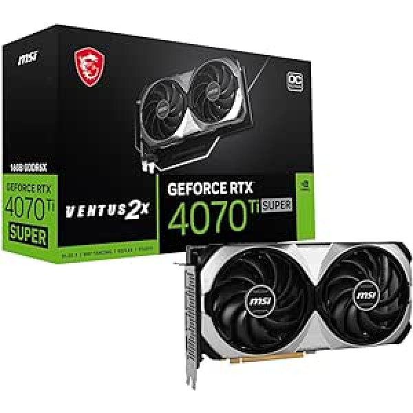 MSI GeForce RTX 4070 Ti SUPER 16G Ventus 2X OC grafikas karte — NVIDIA RTX 4070 Ti GPU, 16 GB GDDR6X (21 Gbits / 256 bit), PCIe 4.0-2X TORX Fan 4.0, HDMI 2.1a, DisplayPort